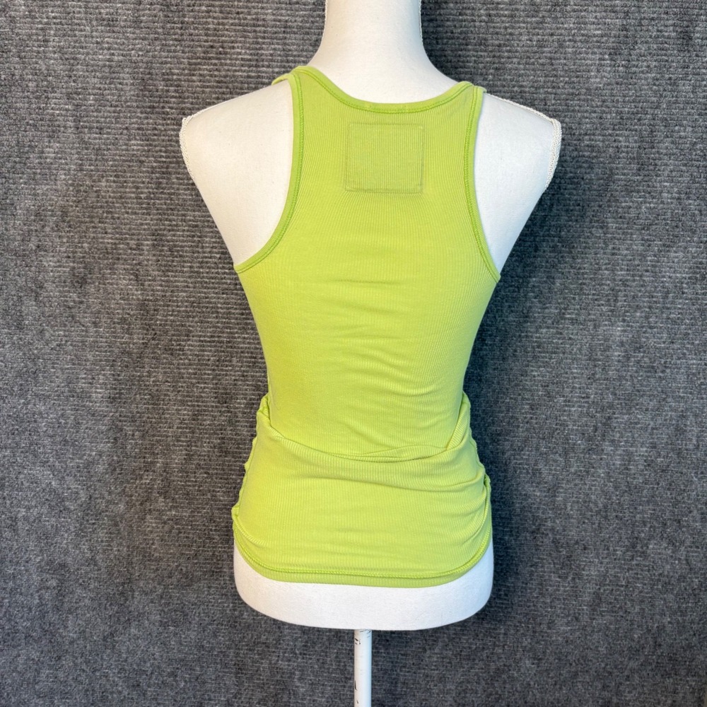 Abercrombie & Fitch Ribbed Tank Top Womens XS Lime Green Y2K Fitted Cami Tee - Picture 3 of 5